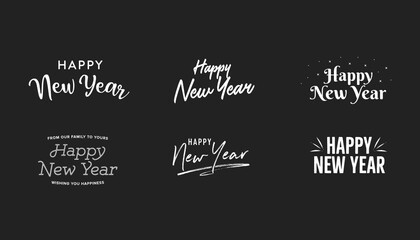 Happy New Year Text, New Year Background, Happy New Year Holiday Text, Vector Holiday Text Isolated Illustration