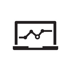 online graph report icon, analysis laptop display icon