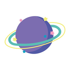 cartoon planet galaxy stars isolated icon style
