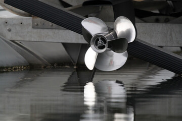 Shiny silver boat propeller