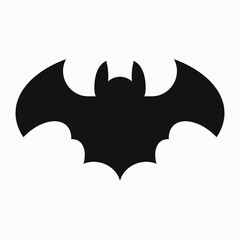 Black vector silhouette of a bat on a white background. Isolated graphic vector icon. Simple bat illustration. Halloween animals.