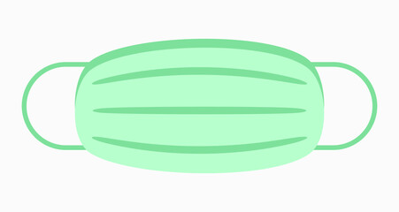 Simple vector illustration of light green face mask isolated on white background.