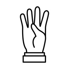 Hand gesture showing 4 number, line style