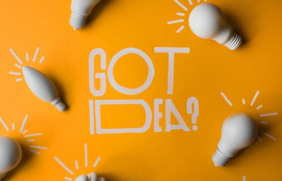 Got idea? text written with light bulbs.