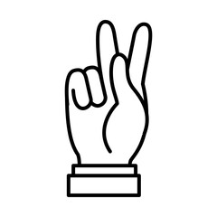Fototapeta premium Hand gesture showing letter K on Sign Language, line style