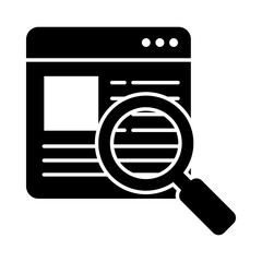 browser and magnifying glass icon, silhouette style