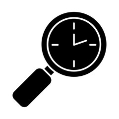 clock in magnifying glass shape, silhouette style