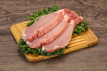 Raw pork steak for cooking