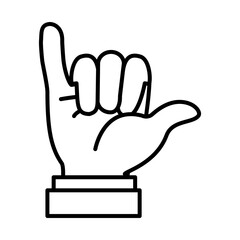 Hand gesture showing Y letter, line style