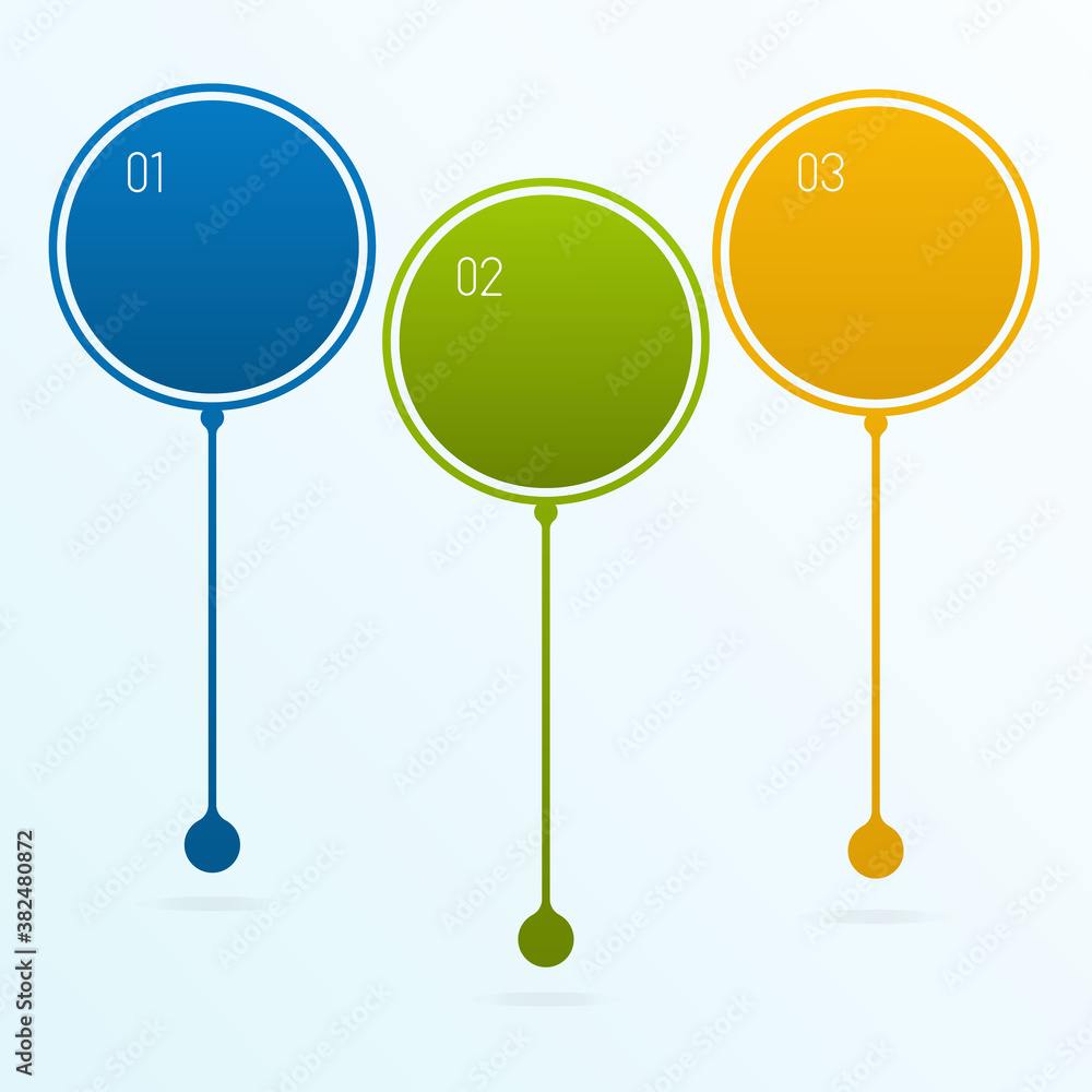 Poster 3 colorful circle infographic banner with number and text box