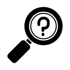 magnifying glass with question mark icon, silhouette style