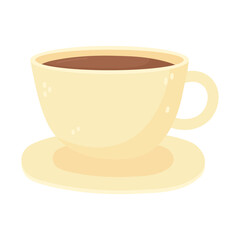coffee cup on dish beverage isolated icon style