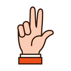 Obraz premium Hand gesture showing 3 number, line and fill style