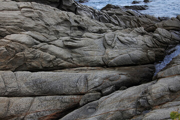 Seashore, big rocks on the seashore