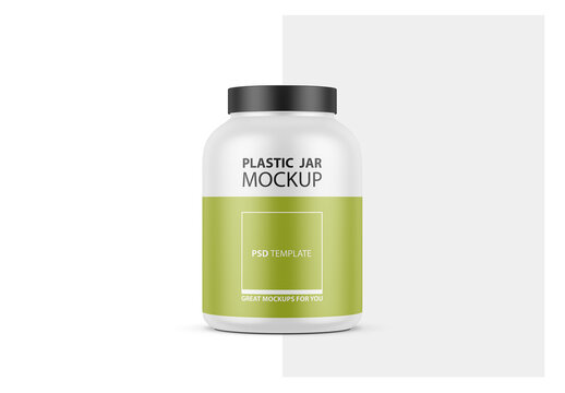 Plastic Jar Packaging Mockup with Screw Cap