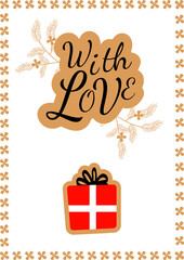 set collection vector card to make a with , wirh love merry christmas and new year floral and flower 