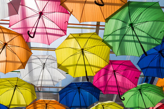 Artistic umbrella street