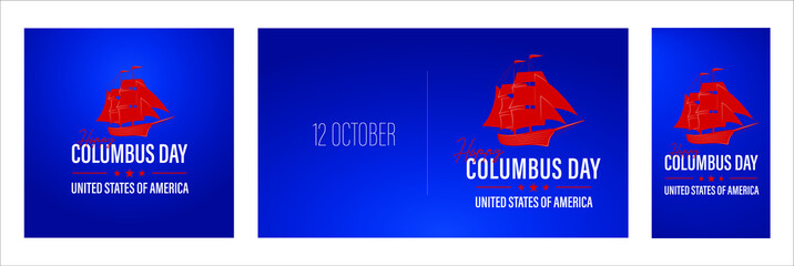 Columbus Day sale promotion, advertising, poster, banner, template with American flag. Columbus day wallpaper. Voucher discount