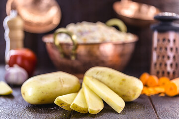 decorated mayonnaise made with potatoes and vegetables. Vegan food, totally organic, Brazilian tradition