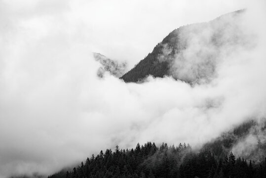 Rather Aggressive Clouds Shrouding Mountain