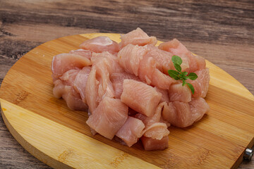 Raw diced chicken for cooking