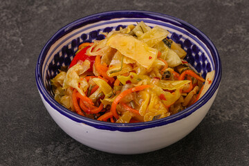 Spicy pickled cabbage with carrot
