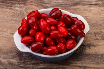 Sweet and ripe cornel berries