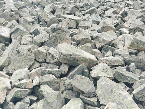 Pile of rocks and boulders in mountains