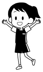 体操着で運動をする女の子