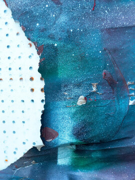 Paint samples and patterns on paper, close up