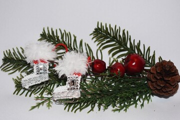 Hand crocheted skates, Christmas decoration. 