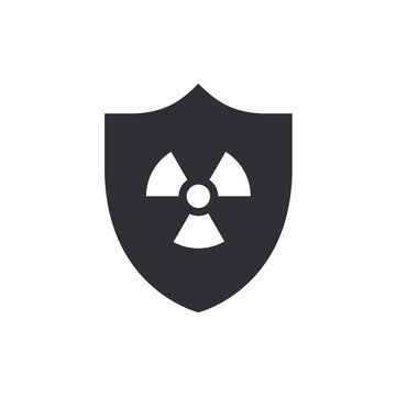 Nuclear protection. Nuclear shield. Nuclear storage. Vector shield icon. Security vector icon. Protection icon. Safety system. Protection activated. Active safety. Logo template. Guard symbol. 