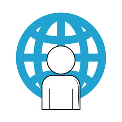 world person employee blue line and fill