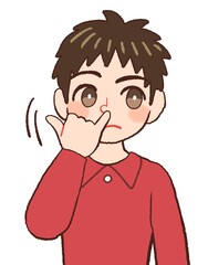 Clip art of a child of a man picking his nose