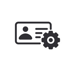 Identification card icon. Car driver. Profile icon. Id card. Avatar icon. Driving license. Personal document. Profile settings. Business card sign. Settings icon. Vector illustration. Id passport.