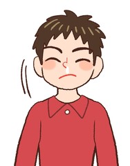 鼻水をすする男の子供のイラスト