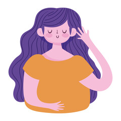 portrait girl cartoon isolated icon style