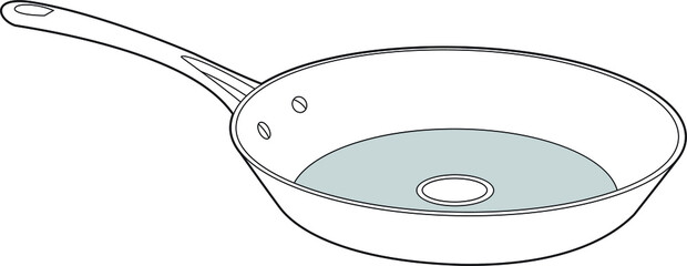 Professional Fry Pan Vector / Line Drawing. Icon, Logo, Design, Element