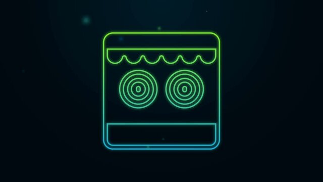 Glowing neon line Shooting gallery icon isolated on black background. 4K Video motion graphic animation