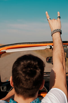 Man on rock and roll road trip