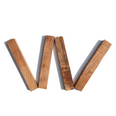 The letter W made of wood blocks on a white background board