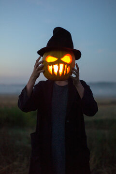 jack-o-lantern in a hat