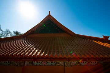 Beautiful colours of a Buddhist temple Nan Tien Temple Woolongong Sydney NSW Australia 