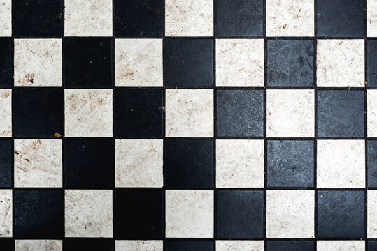 Checkered Tiles Seamless With Black And White Marble Effect