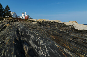 Pemaquid Lighthouse Sits Above Unique Rock Formations in Maine