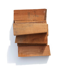 A pile of wood blocks on a white background