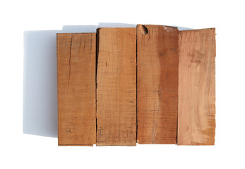 A row of wooden blocks on a white background