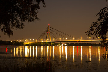 North Moscow bridge in Kiev at night
