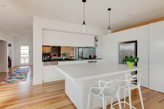Kitchen and bench in modern home