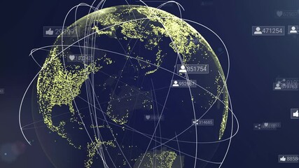 Global communication network. Animation of digital earth map - Powered by Adobe